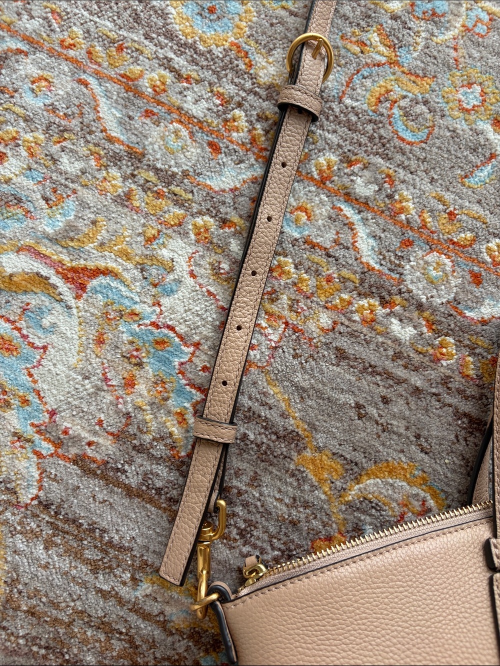 Tory Burch Pebbled Leather Crossbody Tote in Light Beige - Picture 5 of 8